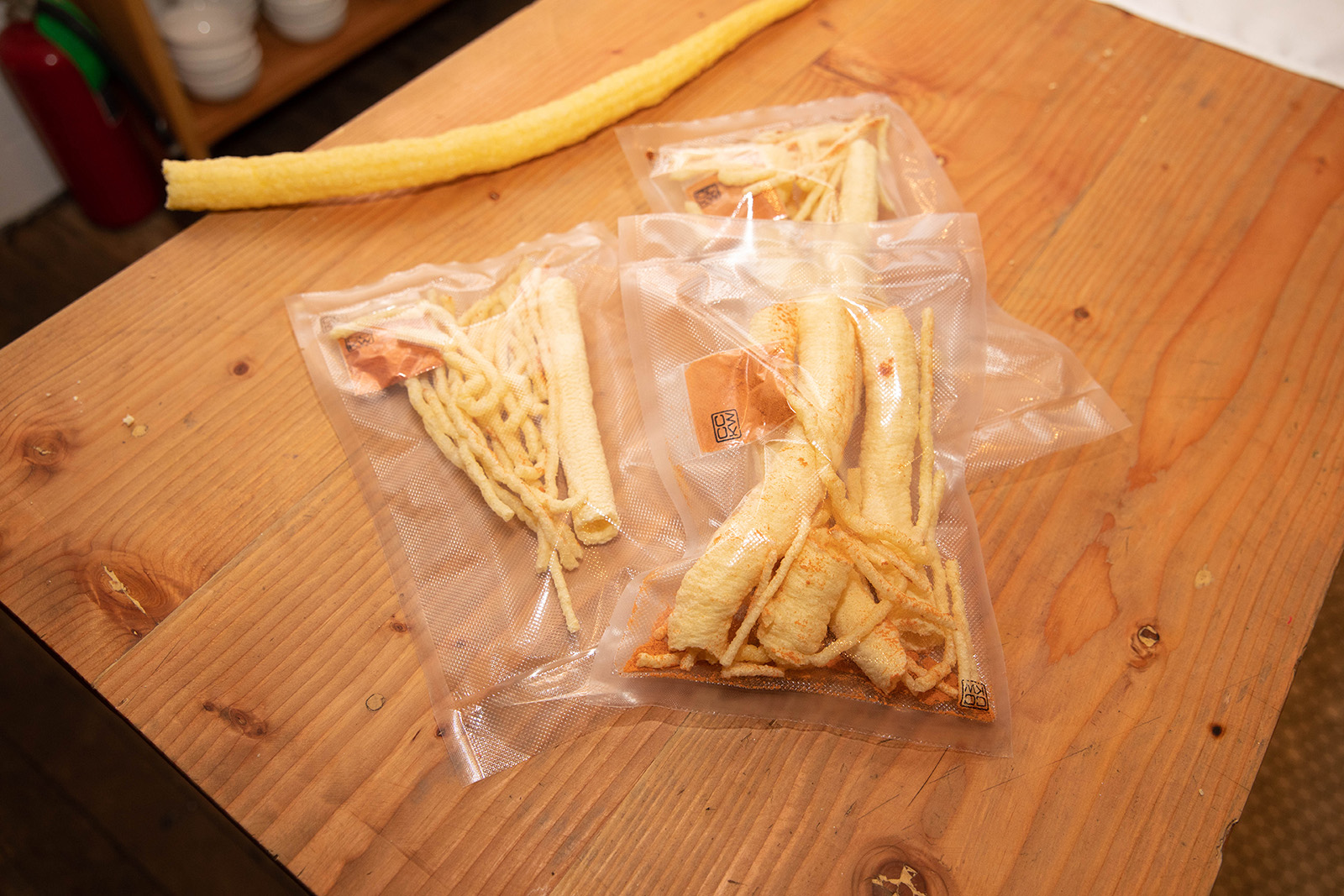 corn snacks in vaccum sealed bags