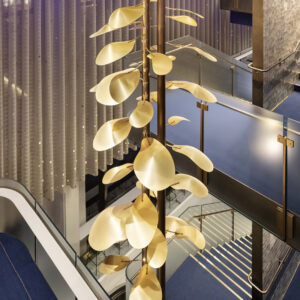 chandelier made of brass petals