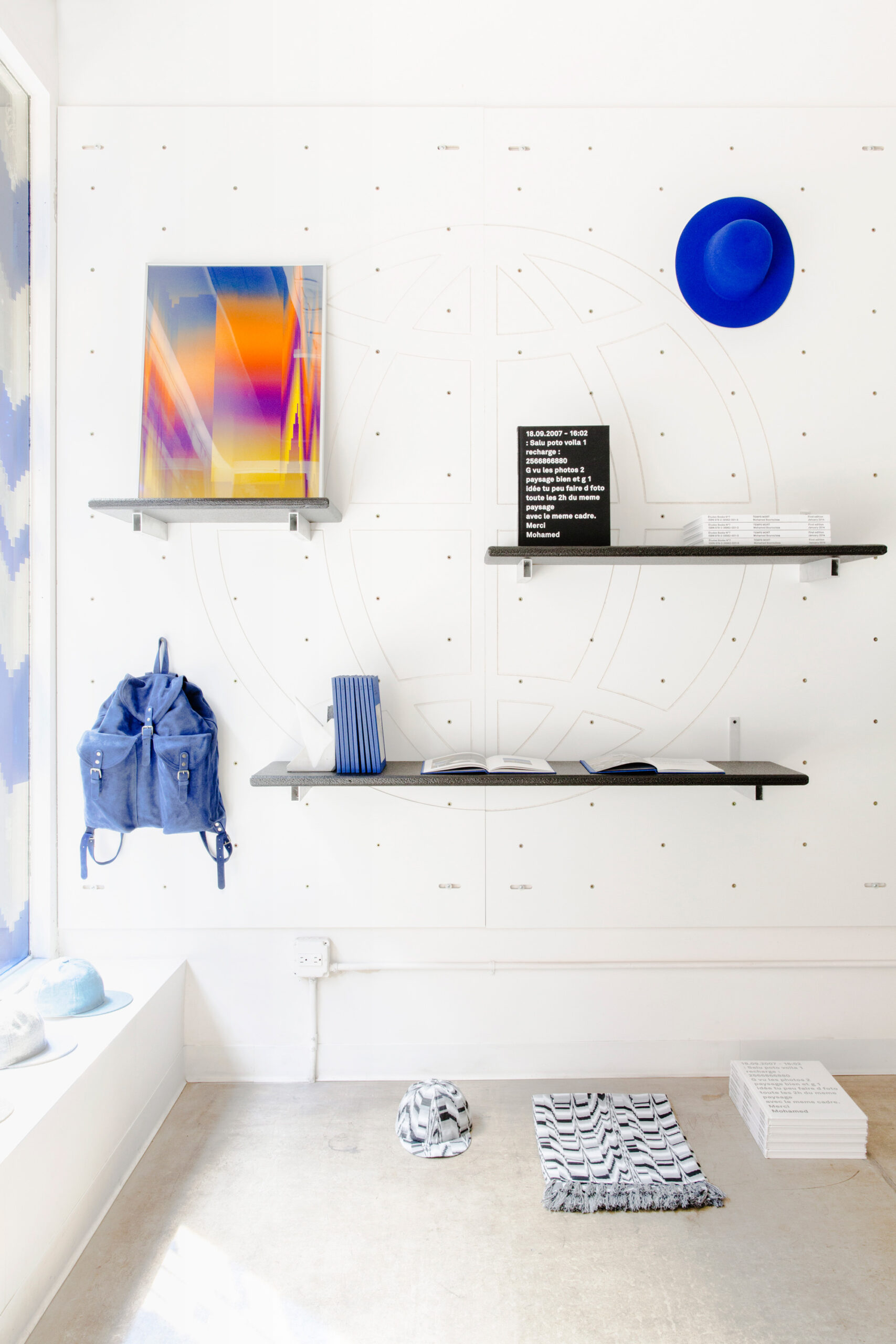 pop up shop with wall shelves.