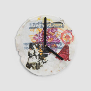 clock made of recycled plastic bags.