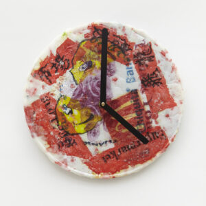 clock made of recycled plastic bags.