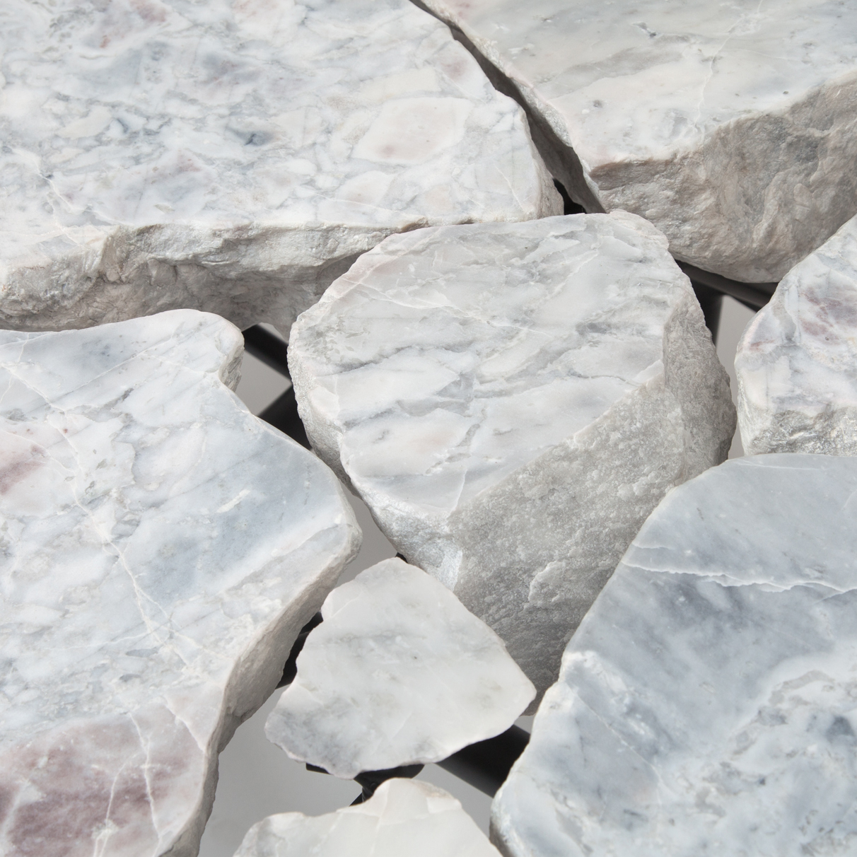 close up of a cluster of white stones